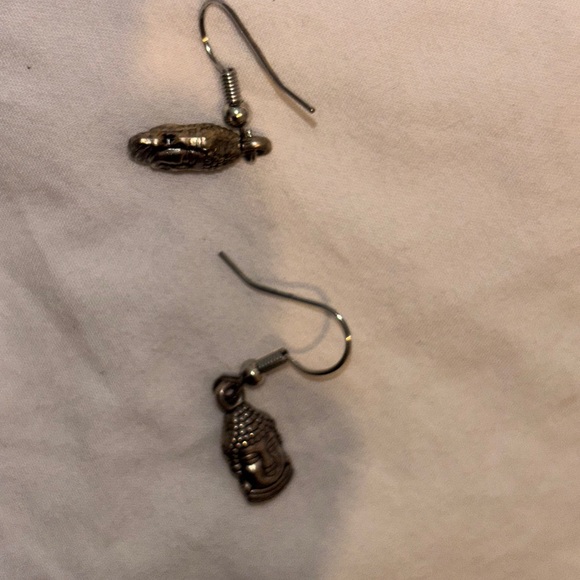 Neiman Marcus Silver Textured Earrings Buddha beautifully carved into both side - Picture 4 of 4